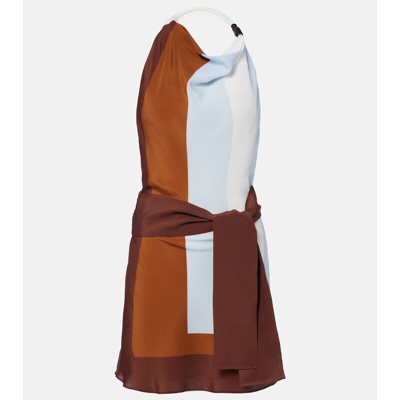 SIR Striped halterneck silk minidress