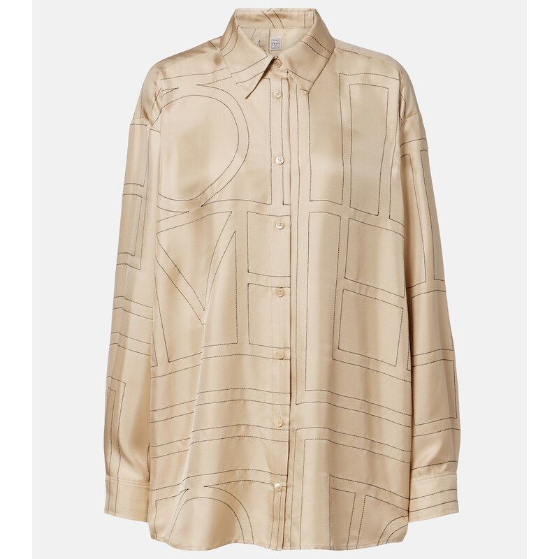 Toteme Embroidered silk satin shirt