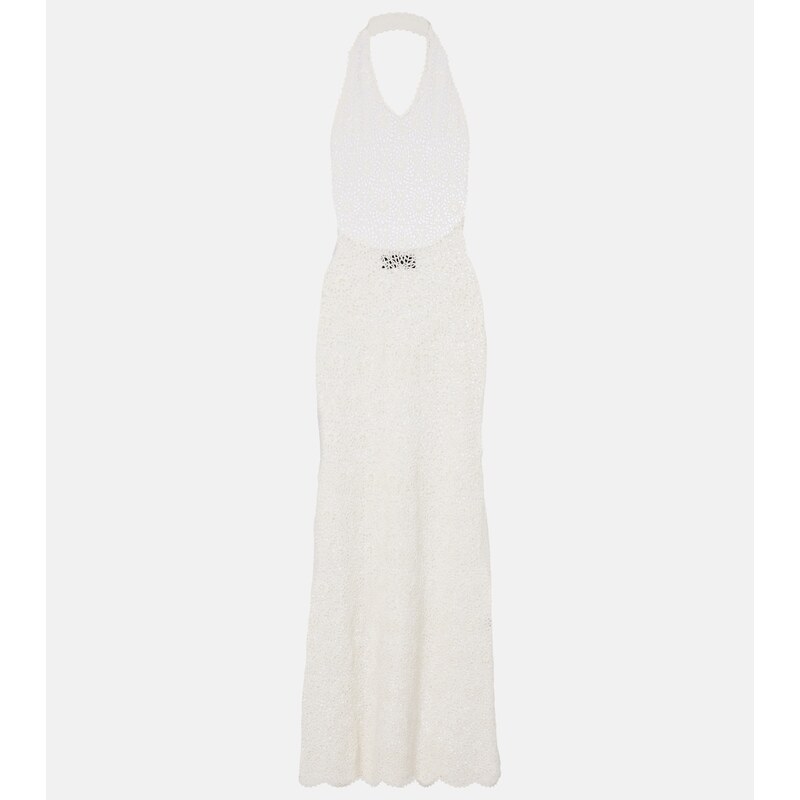 Nili Lotan Eddie crochet halterneck cotton maxi dress
