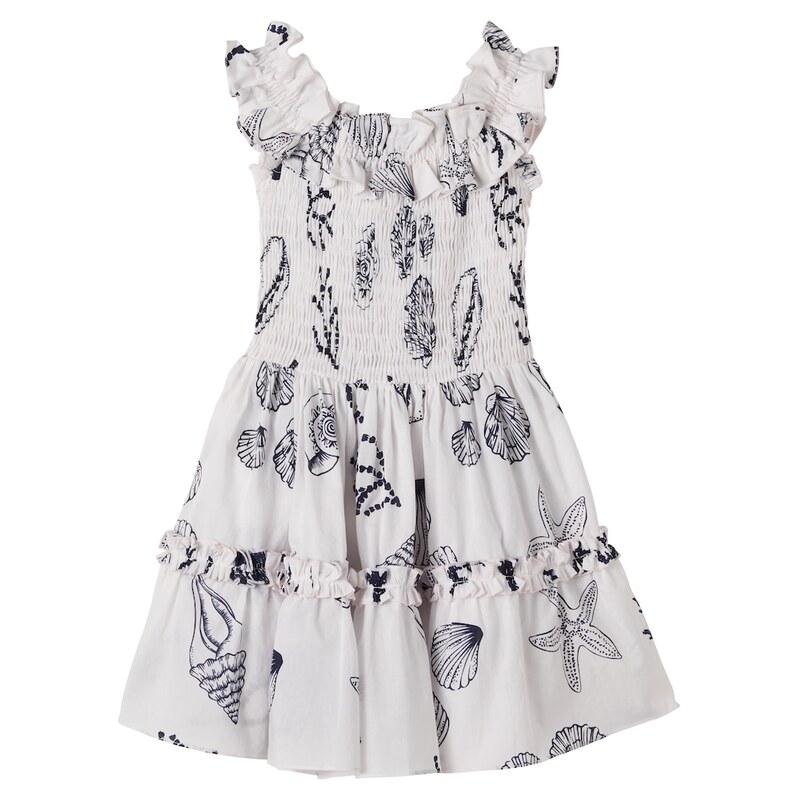 Poupette St Barth Kids Amber printed ruffled cotton dress