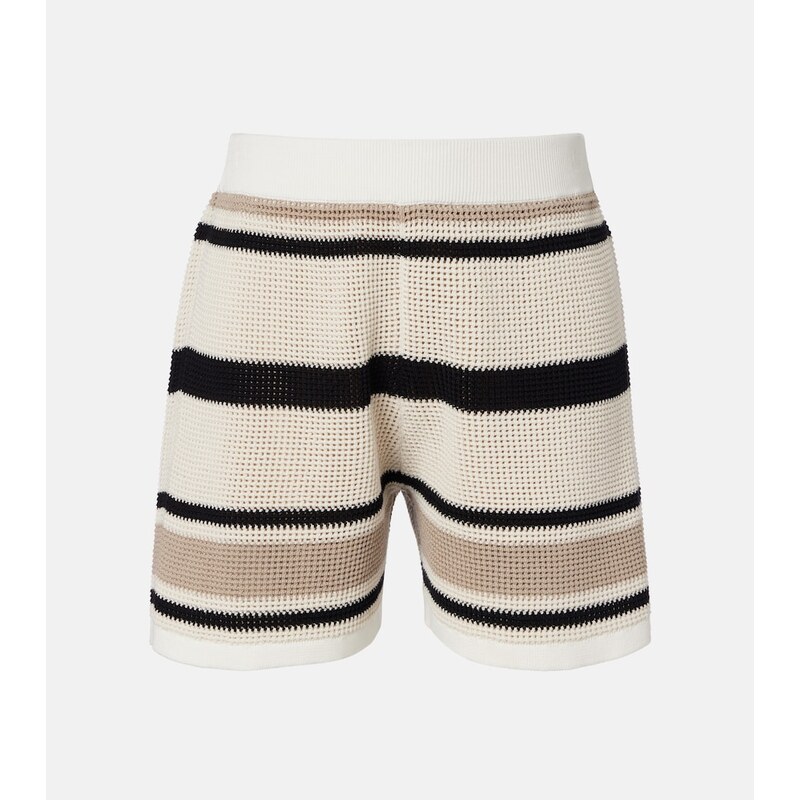 Brunello Cucinelli Open-knit striped cotton shorts