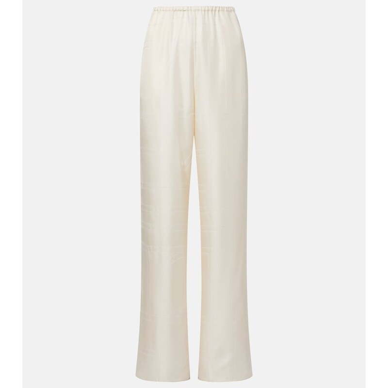 Toteme Embroidered silk satin pajama pants