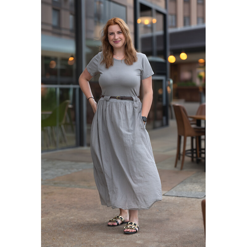 Italy fashion Dlouhé šaty SYMPHONY Barva: Cappuccinová, Velikost