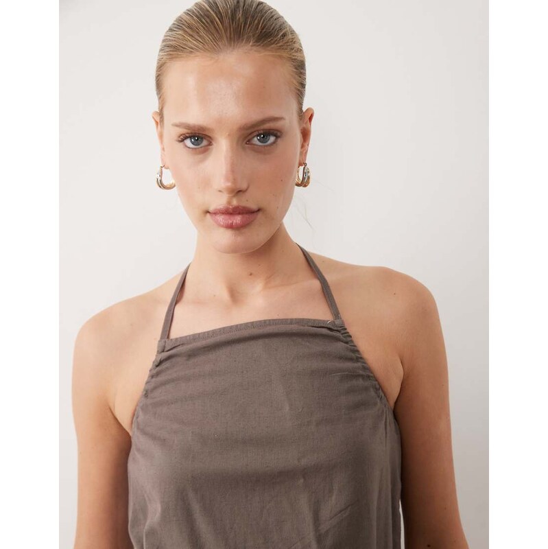 Esmee strappy beach crop top co-ord in brown 115730652