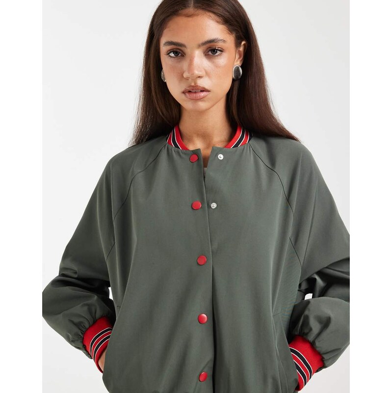 ASOS DESIGN Bomber jacket in khaki-Green 115634450