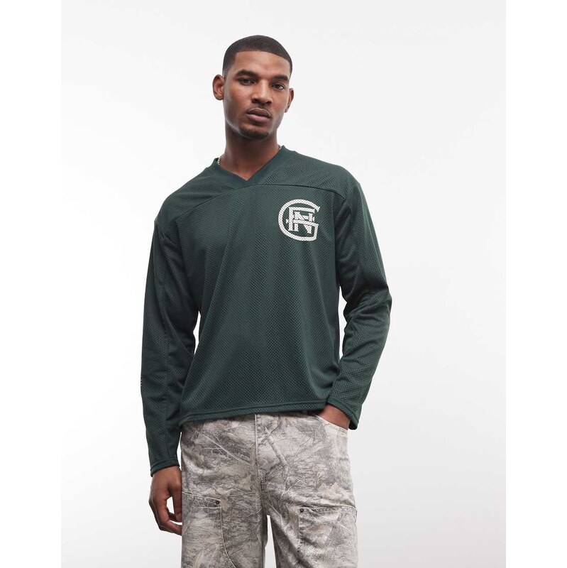Good For Nothing oversized long sleeve hockey jersey in dark
