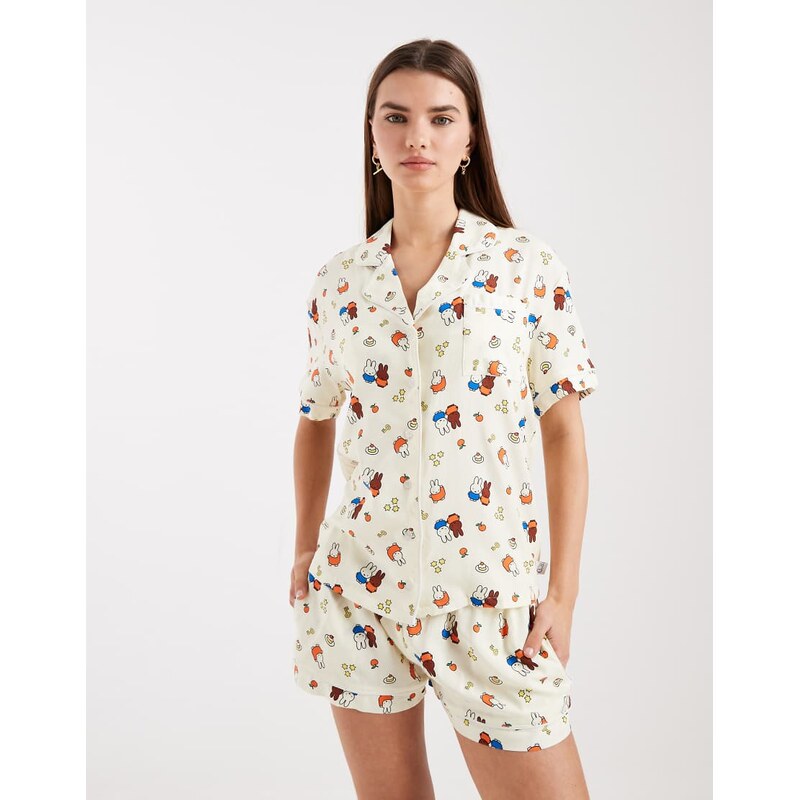Daisy Street x Miffy matching shirt and short pyjama in yellow-Multi 115624294