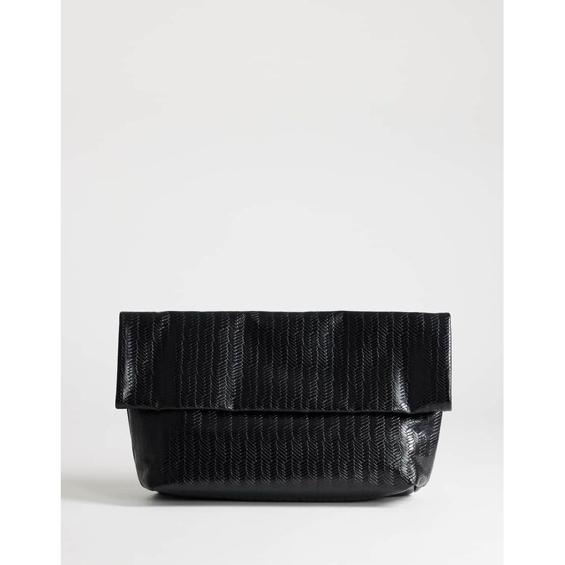 Topshop George weave oversized clutch bag in black
