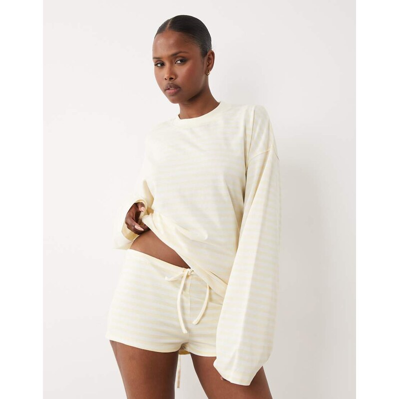 Lioness exclusive Bloom cotton blend shorts co-ord in lemon