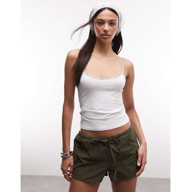 COLLUSION cami in contrast leopard print-White 115624423