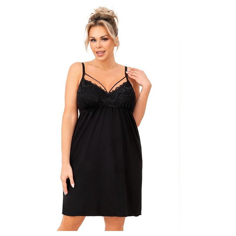 Donna Luxusní noční košilka Sylvia černá plus size
