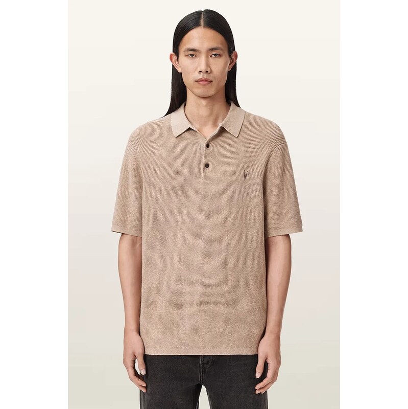 AllSaints polo pánské s příměsí vlny ASPEN