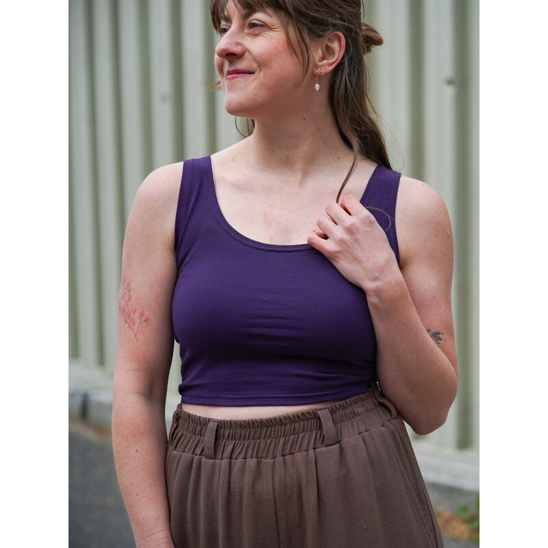 MINILE Oboustranný Crop-top Bavlna Purple - XS 115630942