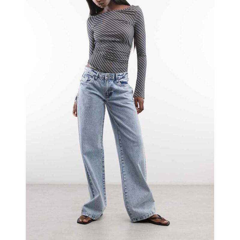 Daisy Street low rise boyfriend jeans in light blue 115631392