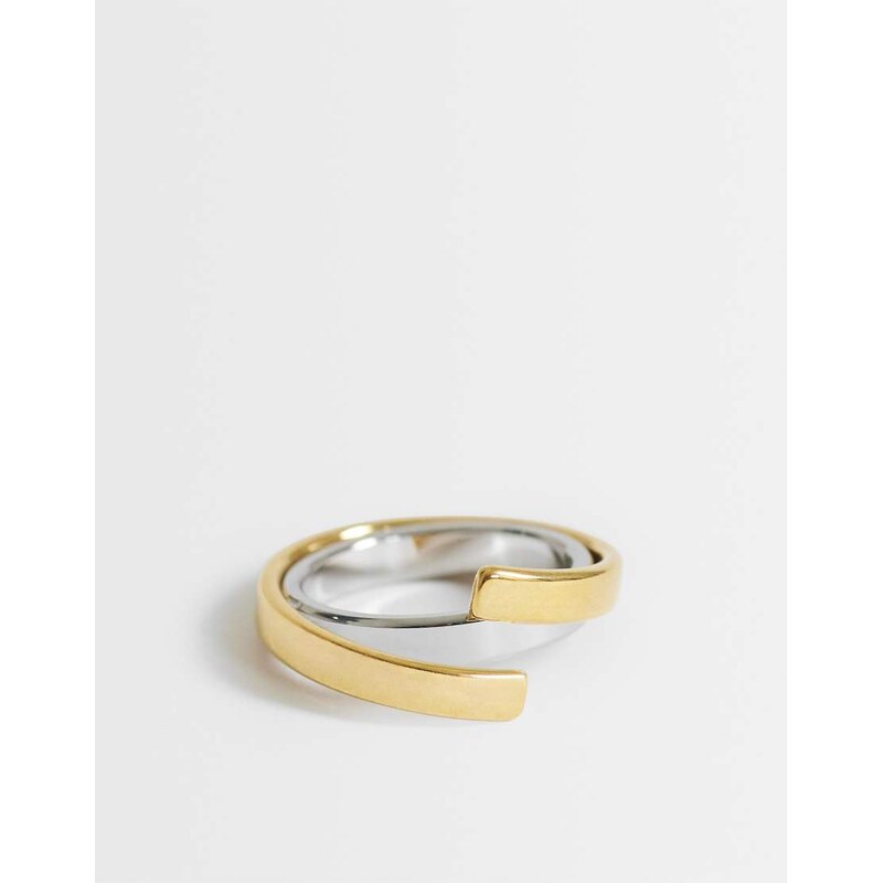 Topshop Ruth waterproof overlapping ring in stainless gold 115631425