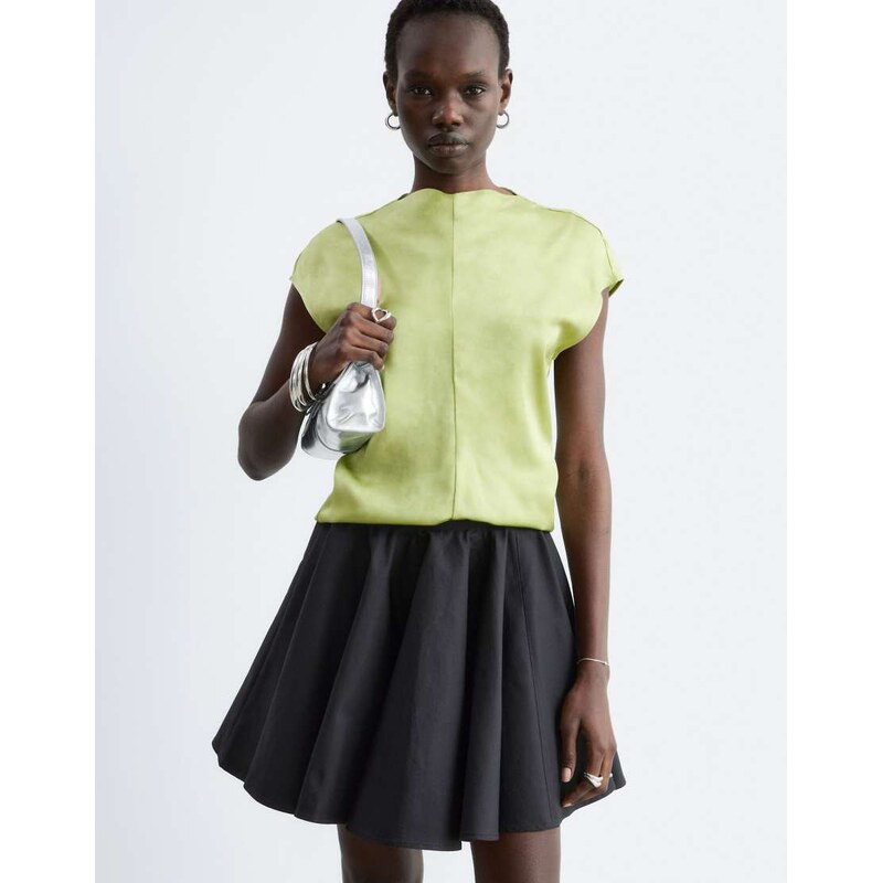 & Other Stories draped satin top with high neck and cinched