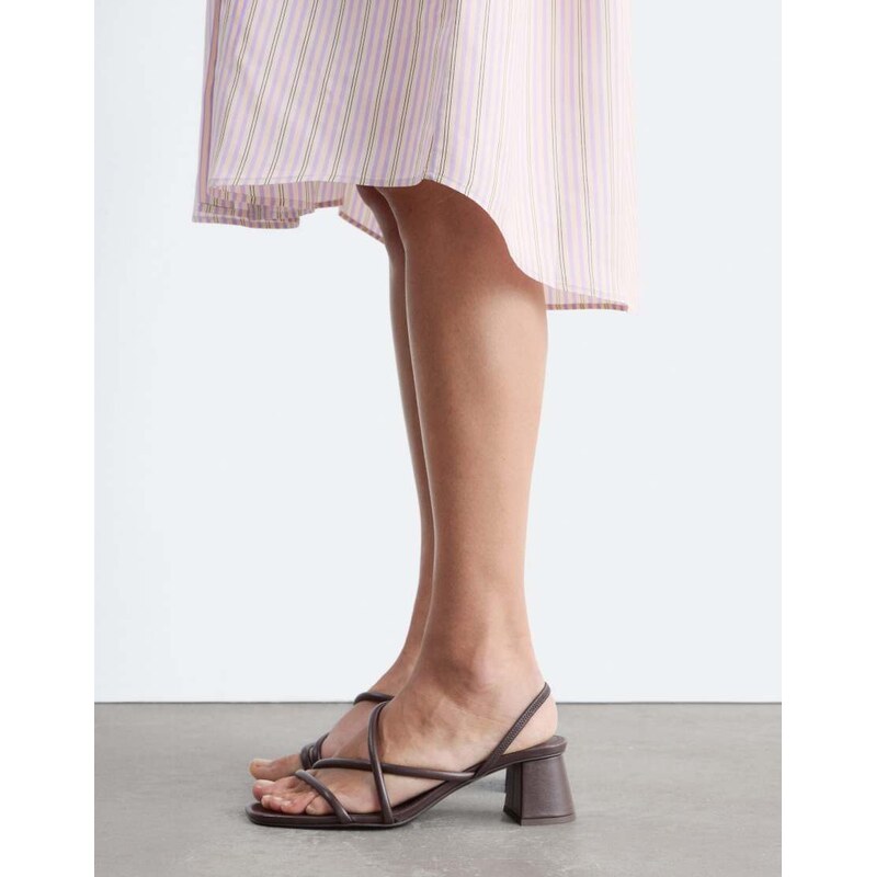 & Other Stories pure leather heeled strappy twist open toe sandals in 115631440