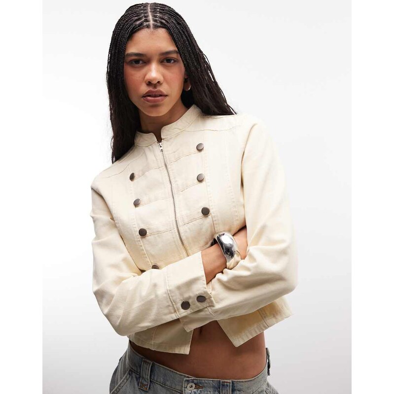 Reclaimed Vintage drummer boy jacket in ecru twill-Green