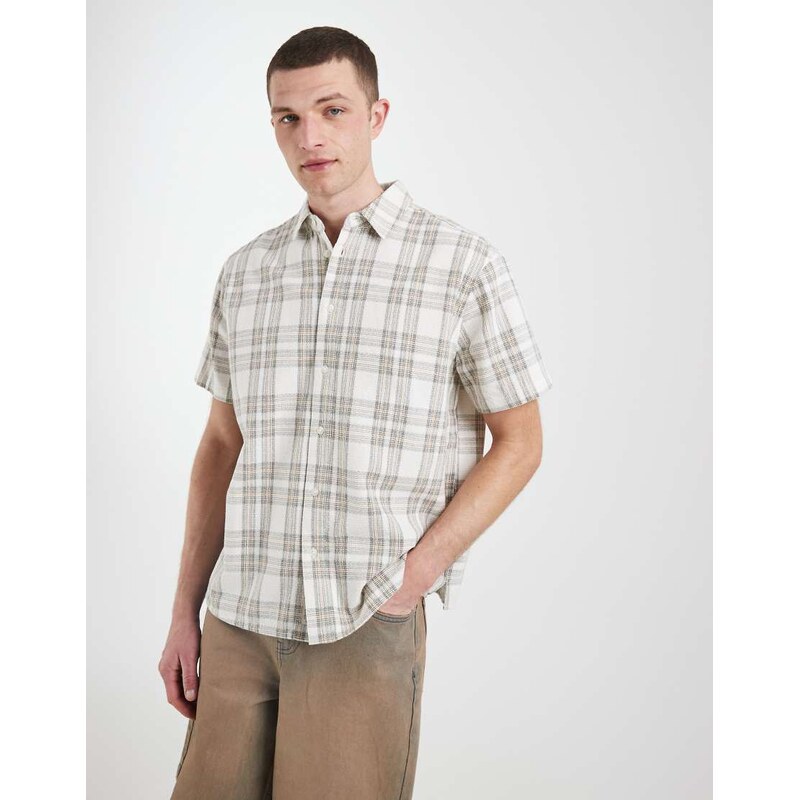 BLEND 100% cotton regular fit shirt in beige check-Neutral