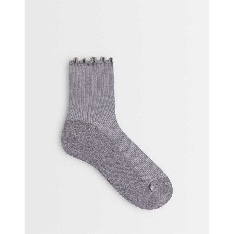Topshop ribbed frill socks in grey