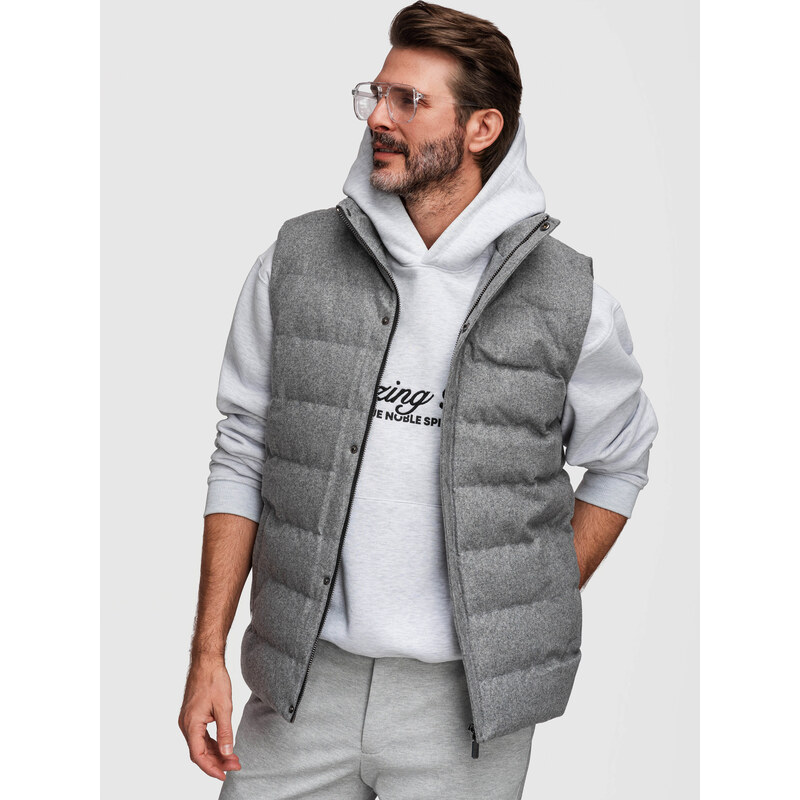 Ombre Mens quilted wool sleeveless jacket - grey melange