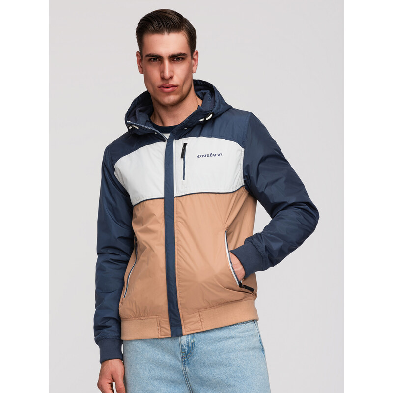 Ombre Lightweight colorful mens sports jacket with fleece -
