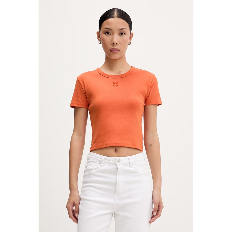 HUGO crop top dámský s bavlnou Delanor