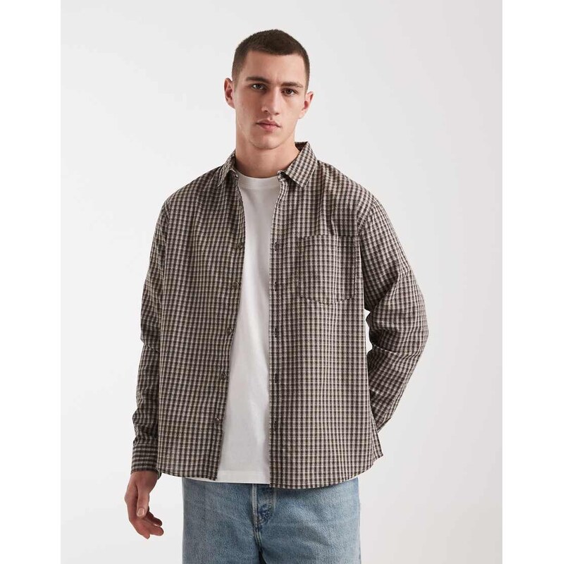 Cotton On long sleeve shirt in brown white check