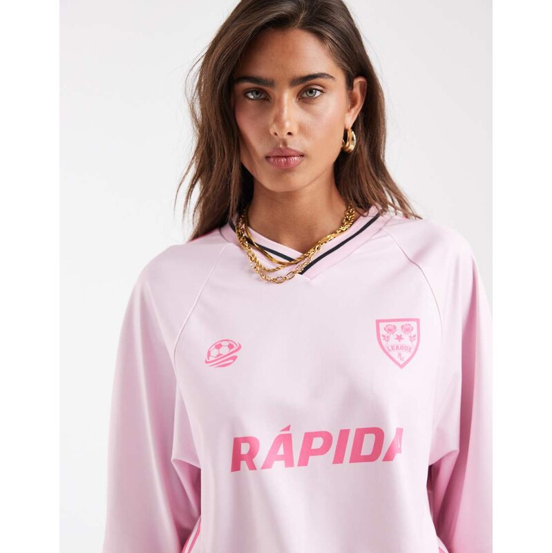 ASOS DESIGN oversized v neck football t-shirt with graphic in