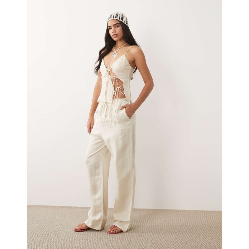 Lioness La Palma linen rich tie waist wide leg trousers co-ord