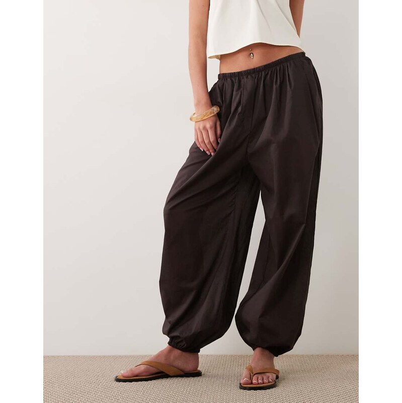 Mango boho balloon leg beach trousers in brown 115634441