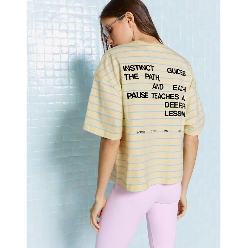 Bershka Short sleeve oversize print t-shirt in yellow