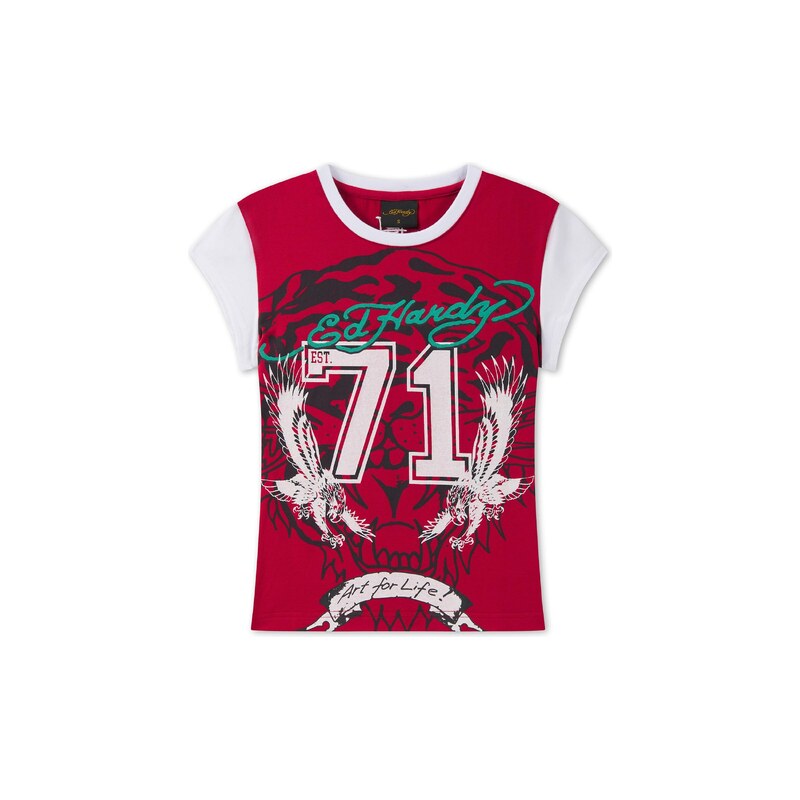 Ed Hardy Tričko Roaring Tiger světlemodrá / červená / černá /