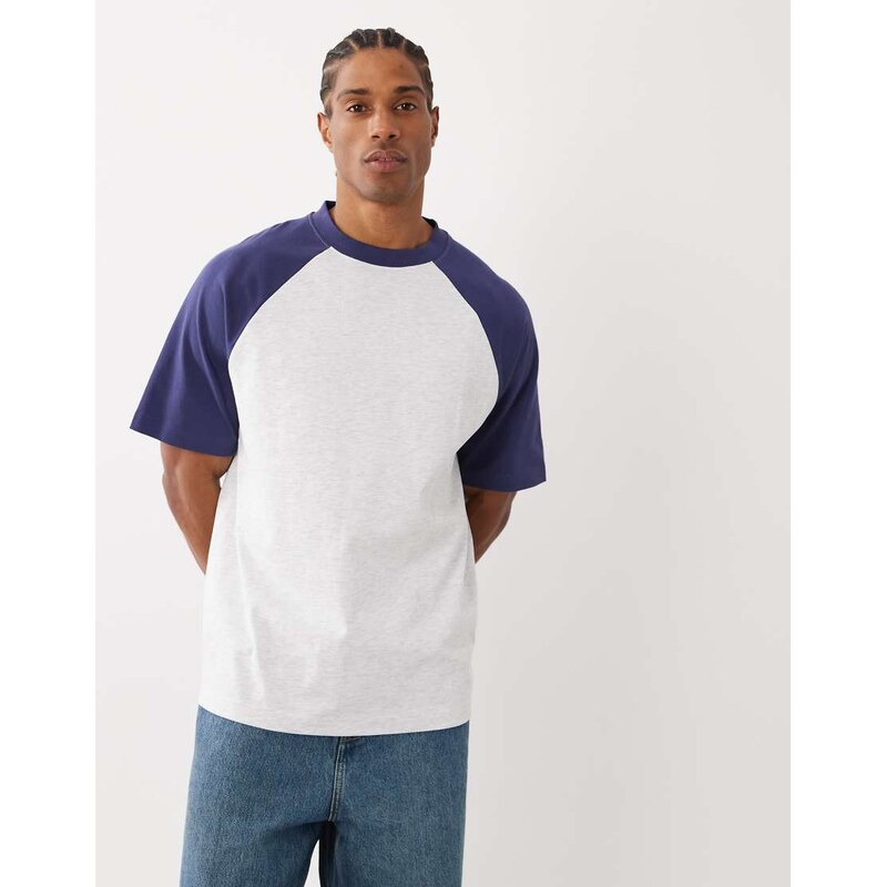 Cotton On box fit t-shirt in white and navy