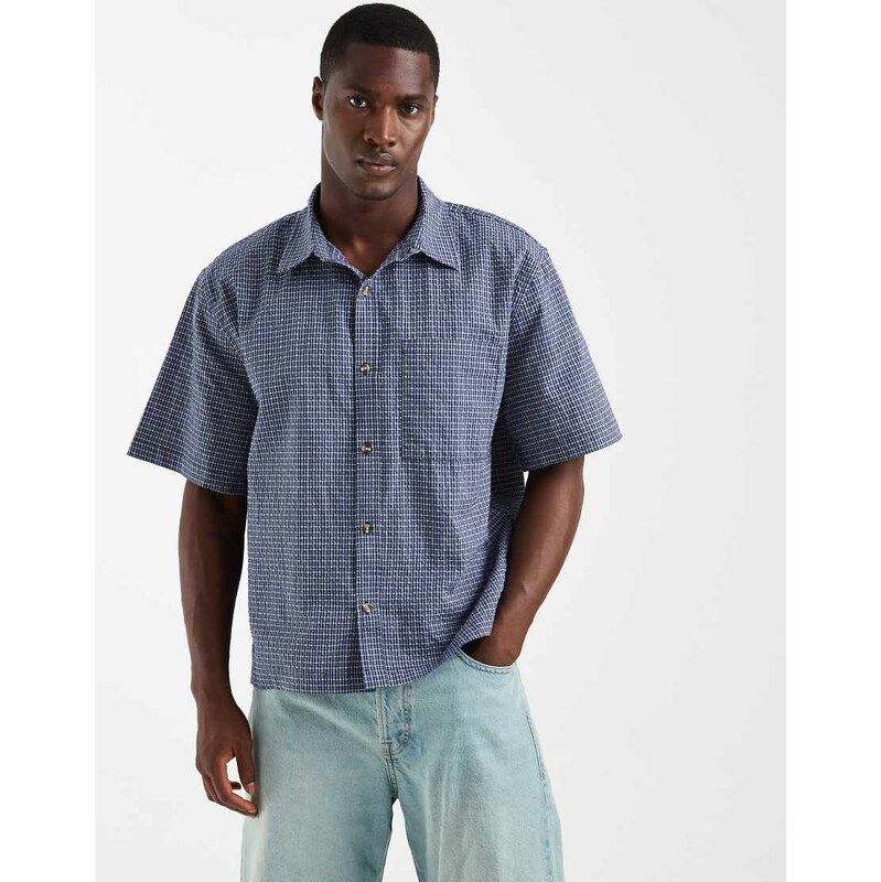 Cotton On darcy short sleeve shirt in navy mini check-Multi