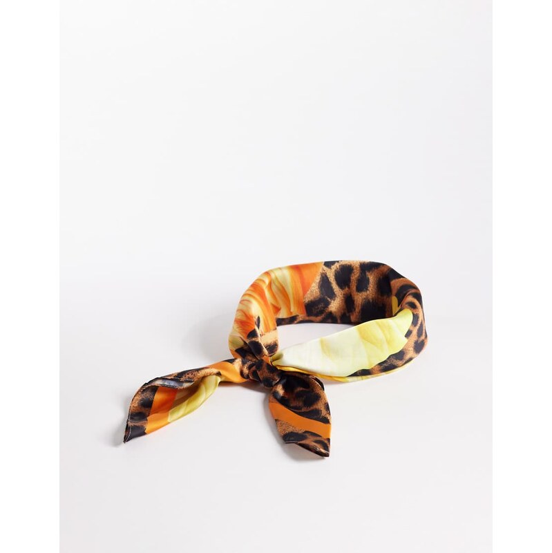South Beach animal and lotus flower print satin headscarf-Multi 115634194
