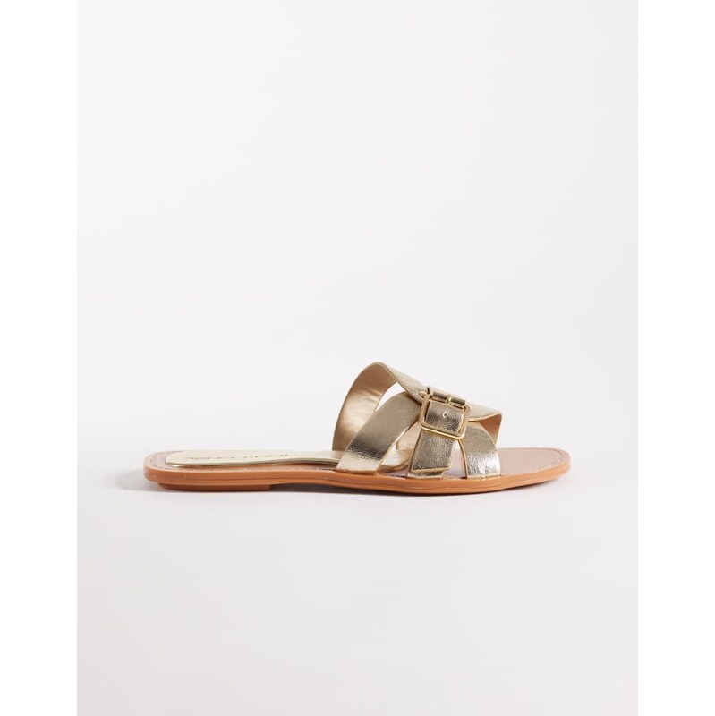 ASOS DESIGN Feature interlocking flat sandal in gold 115634200