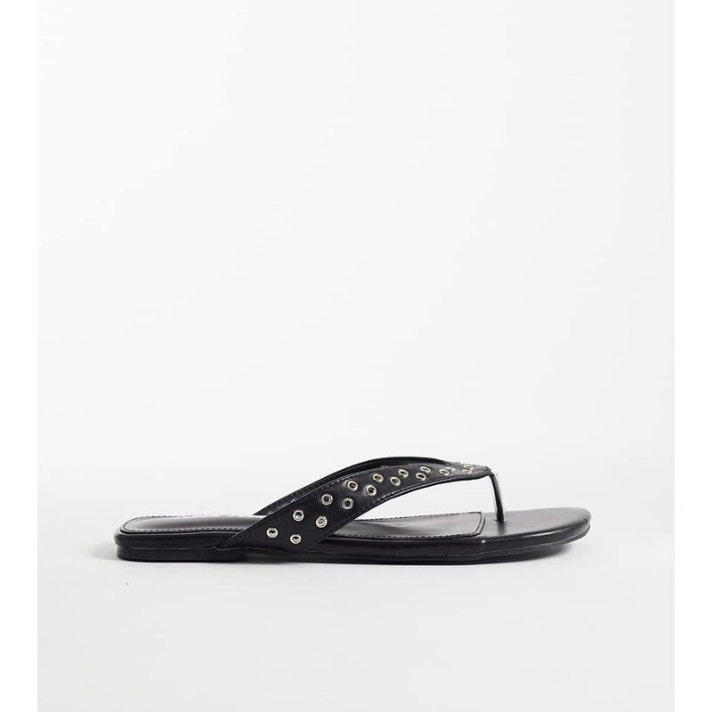 Public Desire Wide Fit studded flip flops in black 115634224