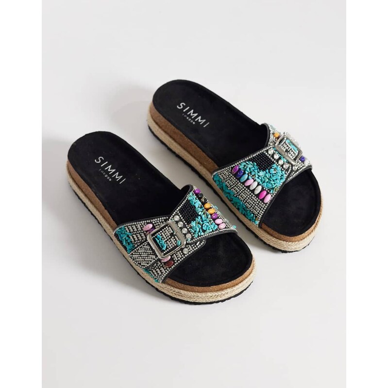 SIMMI Shoes Simmi London Mandy single buckle sandals with beads