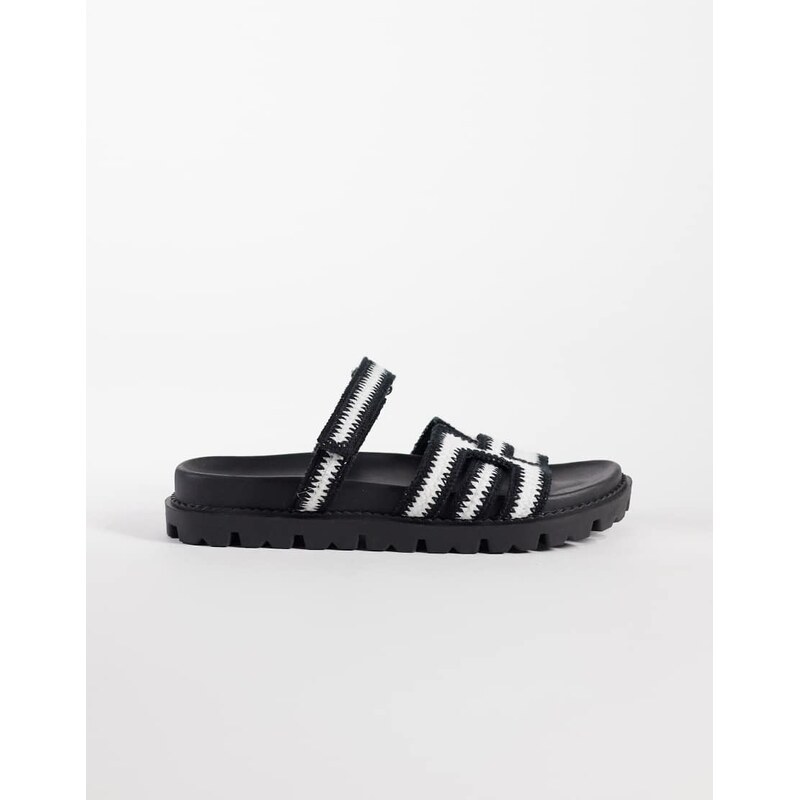 SIMMI Shoes Simmi London Adelle chunky slider sandals in black crochet 115634263