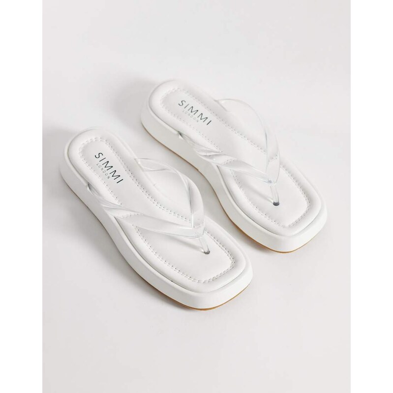 SIMMI Shoes Simmi London Drew flatform flip flops in white 115634264