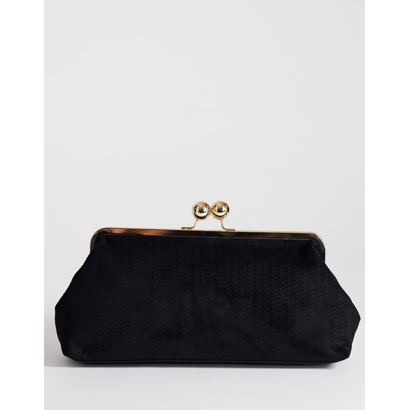 Topshop Annie medium suedette weave clutch in black