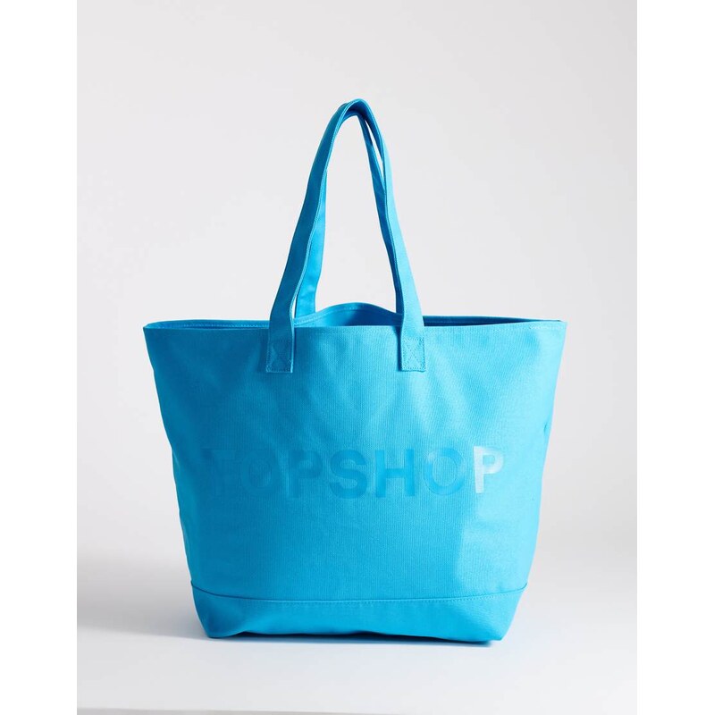 Topshop canvas tote bag in turquoise-Blue 115634344