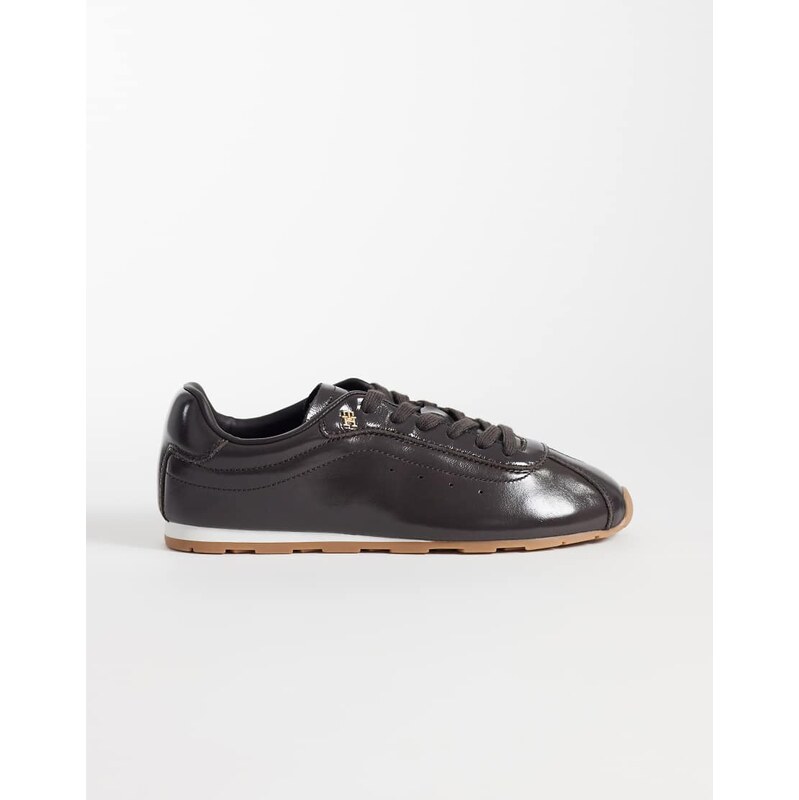 Tommy Hilfiger bella leather ballet trainer in brown