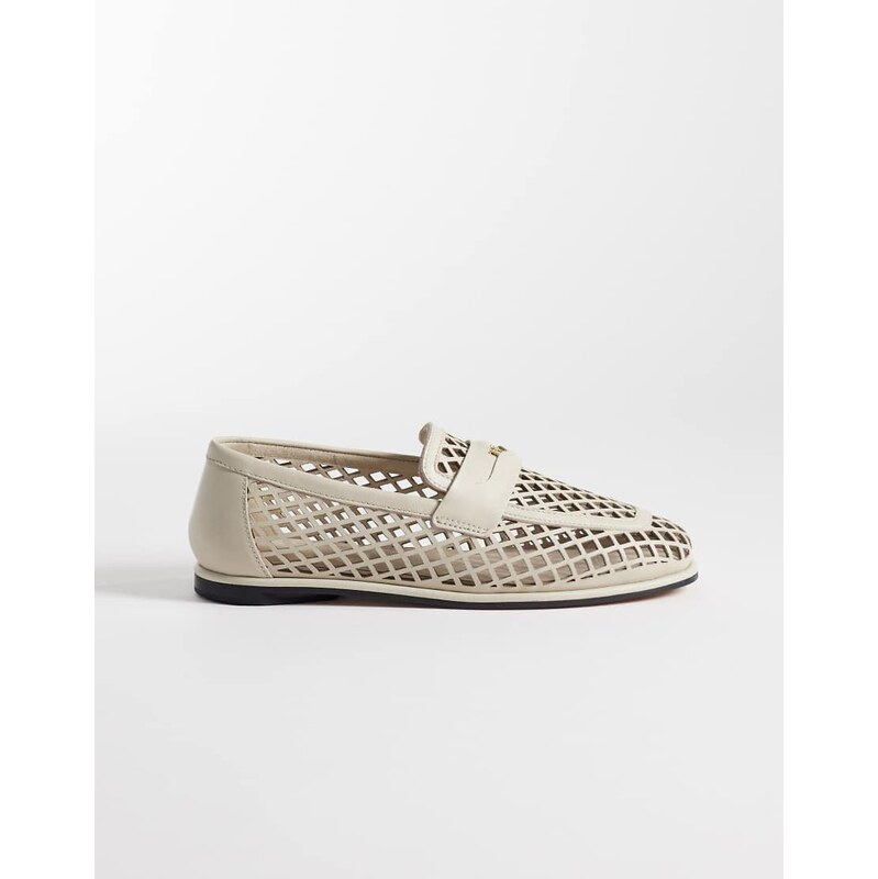 Tommy Hilfiger laser cut coin loafer in beige-Neutral