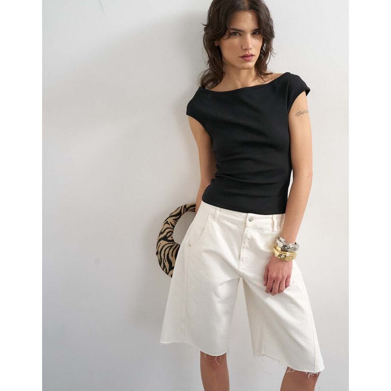 Topshop 90s boat neck vest in black 115634387