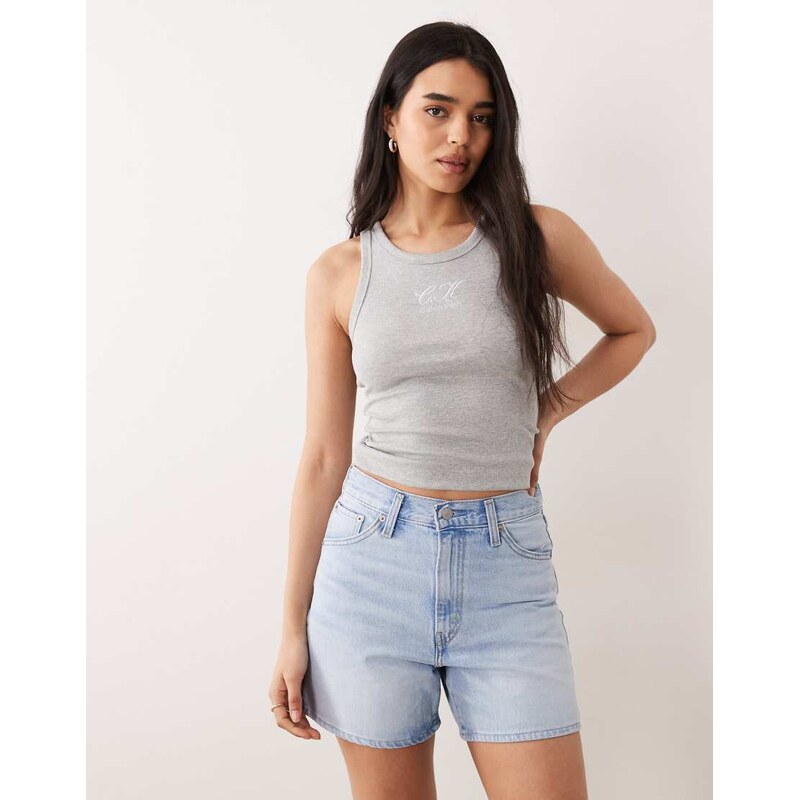 Calvin Klein Jeans rib tank top in grey marl 115634409