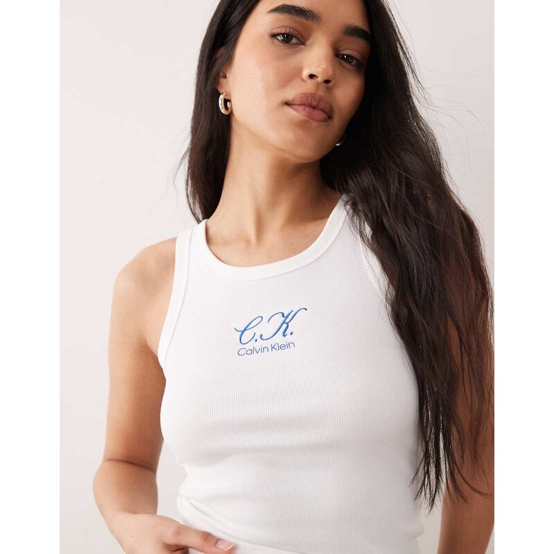 Calvin Klein Jeans rib tank top in white 115634410