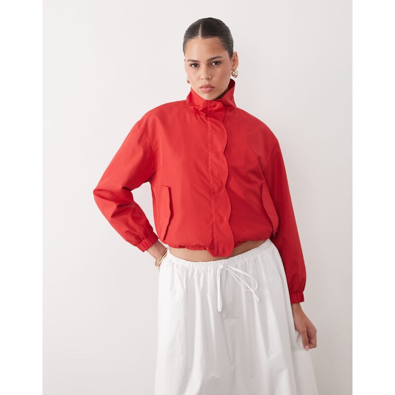 Miss Selfridge scallop detail windbreaker in red