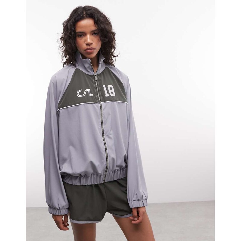 COLLUSION sports nylon funnel neck track jacket co-ord-Blue 115634453